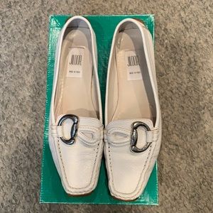 Just for Jildor white leather loafer with buckle